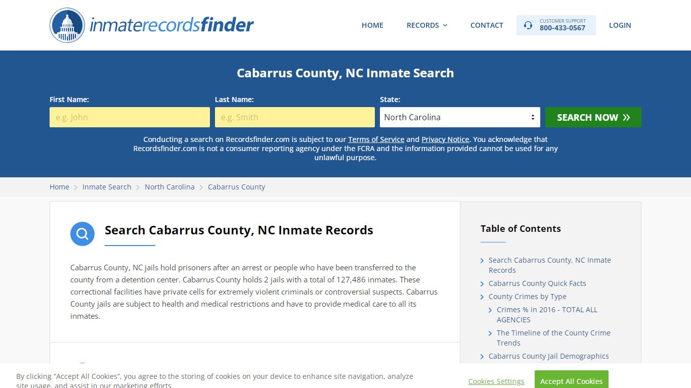 Cabarrus County, NC Inmate Lookup & Jail Records Online